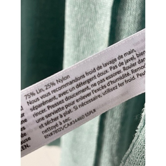 Eileen‎ Fisher Linen Blend Open Front Mint Green Cardigan Size Large - Picture 4 of 5